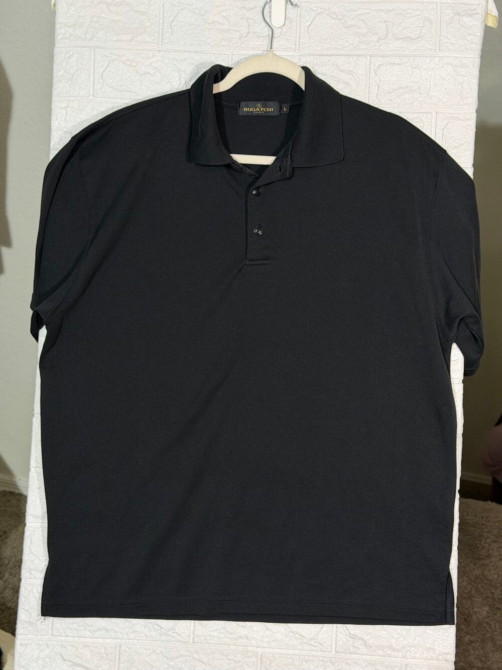Bugatchi Uomo Men’s Large Black Short Sleeve Polo Shirt